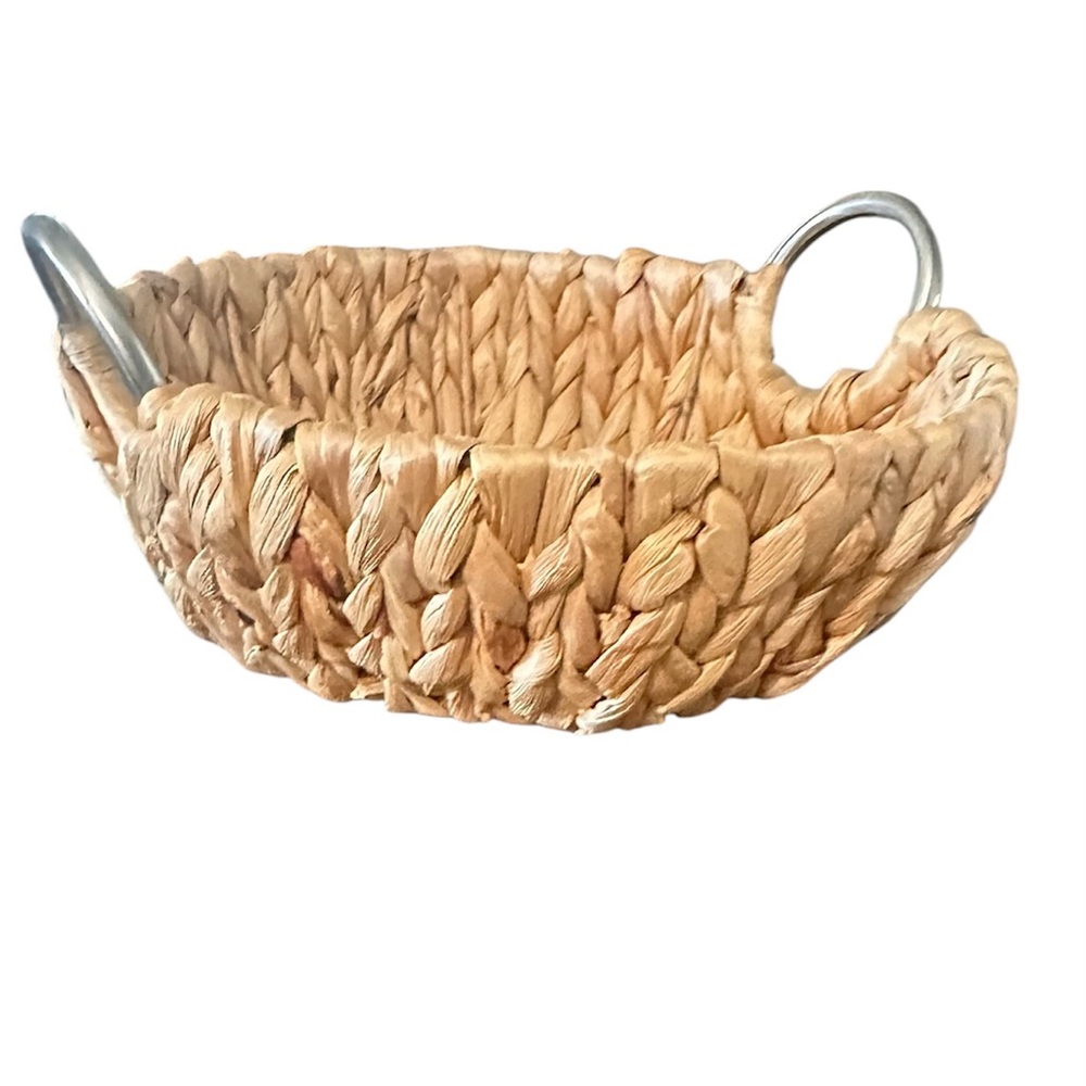 Woven Basket with Metal Handles